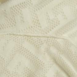 Pre Owned Fendi White Monogram Cotton Knit Midi Dress S