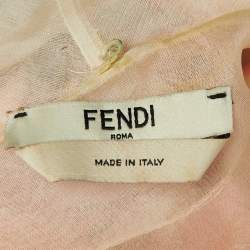 Pre Owned Fendi Peach Silk Embellished Cocktail Dress S