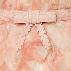 Pre Owned Fendi Peach Silk Embellished Cocktail Dress S