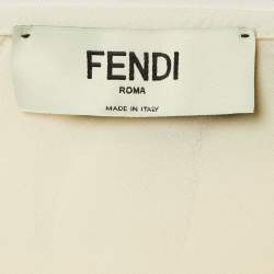 مملوكة مسبقًا تنورة فندي كريمي حرير جاكار غير متماثلة مقاس صغير (اكس سمول)