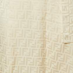 مملوكة مسبقًا تنورة فندي كريمي حرير جاكار غير متماثلة مقاس صغير (اكس سمول)