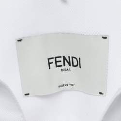 Pre Owned Fendi White Logo Embroidered Denim Gillet Jacket S