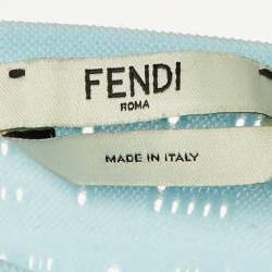 Pre Owned Fendi Blue Jersey Mesh Long-Sleeve Bodysuit M