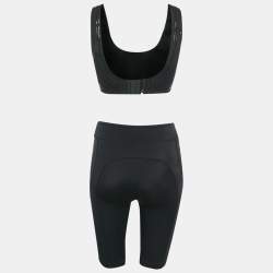 Pre Owned Fendi Black Jersey Embossed Logo Pattern Shorts & Bralette Set S