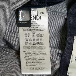 Pre Owned Fendi Navy Blue Zucca Velvet Flocking Mini Skirt XS