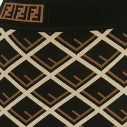 Pre Owned Fendi Black Monogram Pattern Knit Mini Skirt S