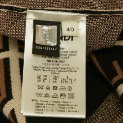 Pre Owned Fendi Black Monogram Pattern Knit Mini Skirt S