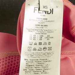 Pre Owned Fendi Pink Mesh Trim Jersey Active Leggings XS