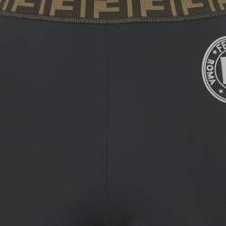Pre Owned Fendi Black Synthetic Logo Band Cycling Shorts M 