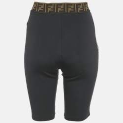 Pre Owned Fendi Black Synthetic Logo Band Cycling Shorts M 