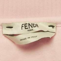 Pre Owned Fendi Pink Zucca Band Trim Cotton Zip-Up Jacket S