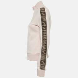 Pre Owned Fendi Pink Zucca Band Trim Cotton Zip-Up Jacket S