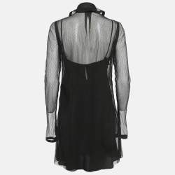 Pre Owned Fendi Black Mesh Mini Dress M