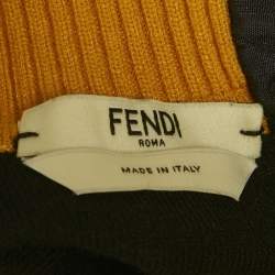 Pre Owned بلوفر فندي تريكوت قص قلب صفراء مقاس كبير (لارج)