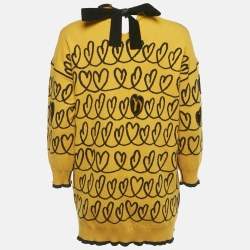 Pre Owned بلوفر فندي تريكوت قص قلب صفراء مقاس كبير (لارج)