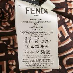 Pre Owned Fendi X Skims Brown Leather Pleated Detail Midi Dress S