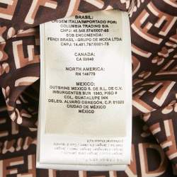 Pre Owned Fendi X Skims Brown Leather Pleated Detail Midi Dress S