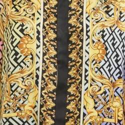 Pre Owned Fendi X Versace Fendace Multicolor Logo Printed Silk Shirt L