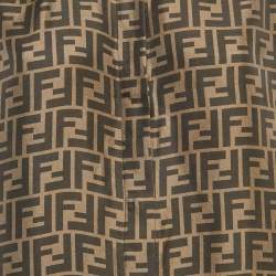 Pre Owned Fendi Brown Zucca Monogram Silk Oversized Shirt Dress M