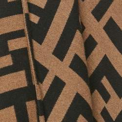 Pre Owned Fendi Brown Zucca Jacquard Wool Poncho One Size 
