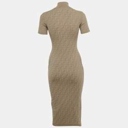 مملوكة مسبقًا Fendi Brown Monogram Knit Midi Dress S