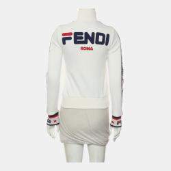 Pre Owned Fendi Logo Ribbon Trim Zip-Up Jacket