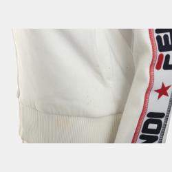 Pre Owned Fendi Logo Ribbon Trim Zip-Up Jacket