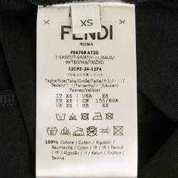Pre Owned Fendi Black Logo Sequin Cotton Jersey Tank Top XS