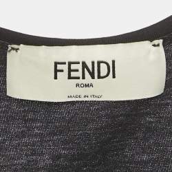 Pre Owned Fendi Black Logo Sequin Cotton Jersey Tank Top XS