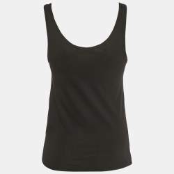 Pre Owned Fendi Black Logo Sequin Cotton Jersey Tank Top XS