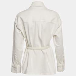 Pre Owned Fendi White Denim Belted Denim Jacket XS