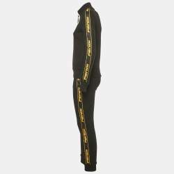 Pre Owned Fendi Black Logo Applique Cotton Tracksuit S