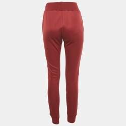 Pre Owned Fendi Red FF Logo Band Detail Jersey Jogger Pants S  