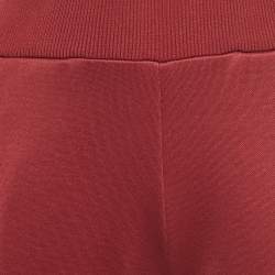 Pre Owned Fendi Red FF Logo Band Detail Jersey Jogger Pants S  