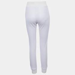 Pre Owned Fendi White Zucca Band Detail Knit Joggers S  