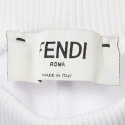 Pre Owned Fendi White Zucca Band Detail Knit Joggers S  