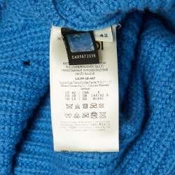 Pre Owned Fendi Blue Cashmere & Fox Fur Trim Pullover M
