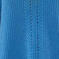 Pre Owned Fendi Blue Cashmere & Fox Fur Trim Pullover M