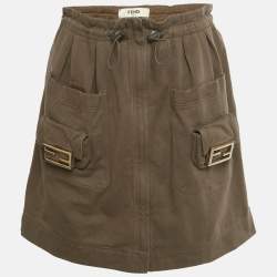 Pre Owned Fendi Brown Denim Pocket Detail Mini Skirt M