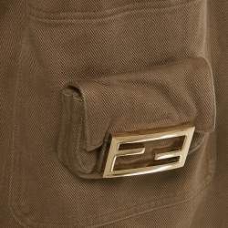 Pre Owned Fendi Brown Denim Pocket Detail Mini Skirt M