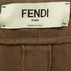 Pre Owned Fendi Brown Denim Pocket Detail Mini Skirt M