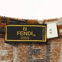 Pre Owned Fendi Mare Vintage Brown Zucca Pattern Terry Cotton Shift Dress M