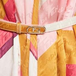 Pre Owned Fendi Multicolor Monogram Print Silk Short Dress M