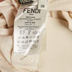 Pre Owned Fendi Cream Lace High Waisted Trousers M