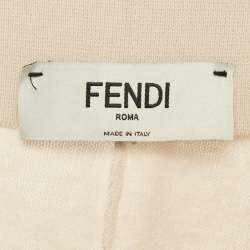 Pre Owned Fendi Cream Lace High Waisted Trousers M