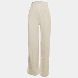 Pre Owned Fendi Cream Lace High Waisted Trousers M