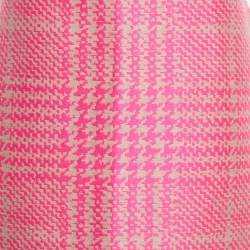 Pre Owned Fendi Pink/Beige Jacquard Rib Waist Midi Skirt M