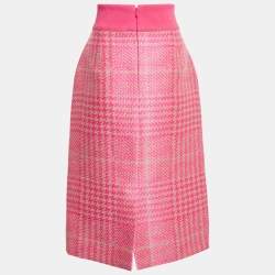 Pre Owned Fendi Pink/Beige Jacquard Rib Waist Midi Skirt M