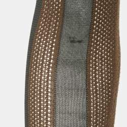 Pre Owned Fendi Brown/Black Striped Knit Turtle Neck Top S