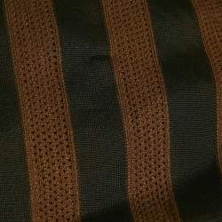 Pre Owned Fendi Brown/Black Striped Knit Turtle Neck Top S